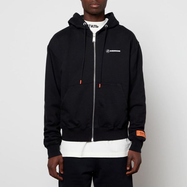 Худи Heron Preston Hoodie Zip Up Heron Tape Black White