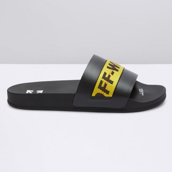 Шлепанцы Off White Industrial Belt Slider Black Yellow