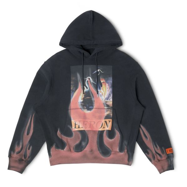 Худи Heron Preston Heron Times Flames Hoodie Black Red