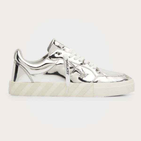 Кеди Off White Low Vulcanized Full Mirror Silver Silver