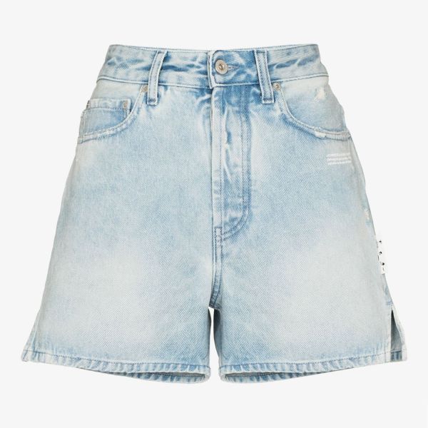 Шорты Off White Bleach Denim Straight Shor Light Blue