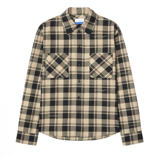 Овершорт Off White Checkered Flannel Shirt With Front Pockets