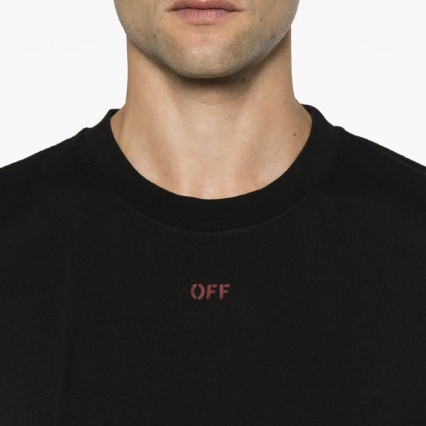 Футболка Off White Off Stamp Slim S/S Tee Black - Red