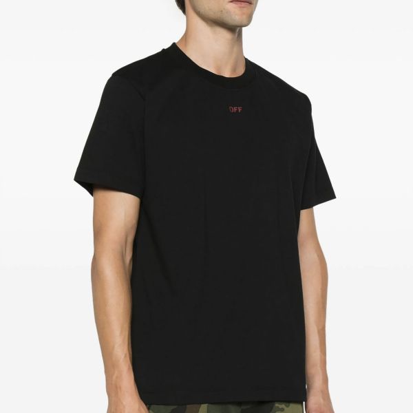 Футболка Off White Off Stamp Slim S/S Tee Black - Red.