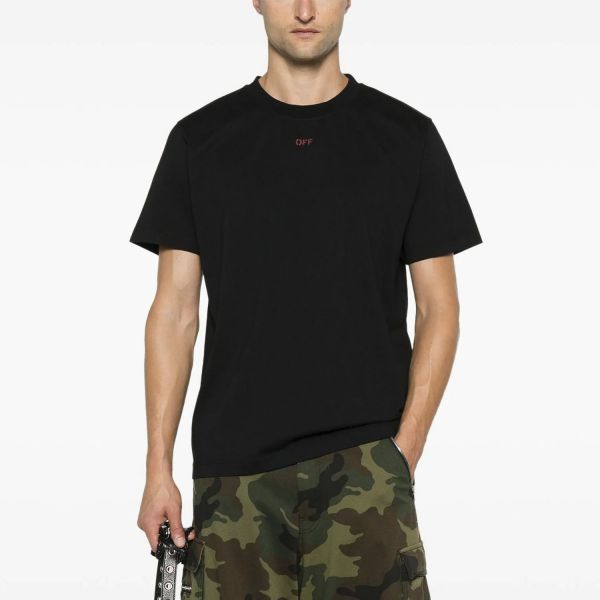 Футболка Off White Off Stamp Slim S/S Tee Black - Red.
