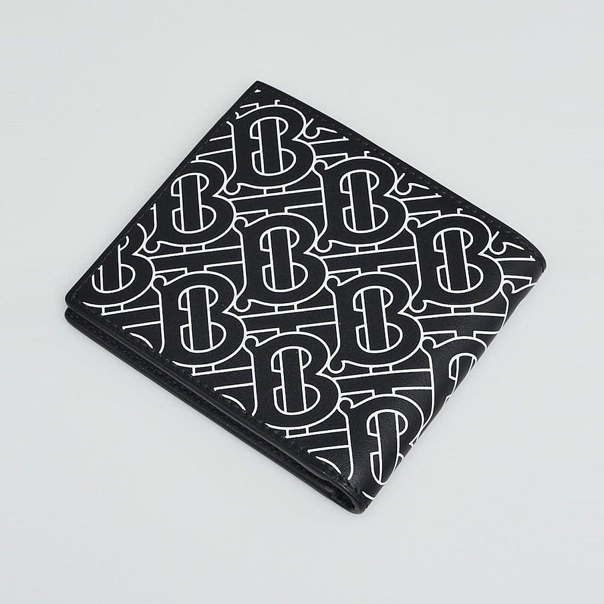 Портмоне Burberry Monogram Print Leather Bifold Wallet In Black