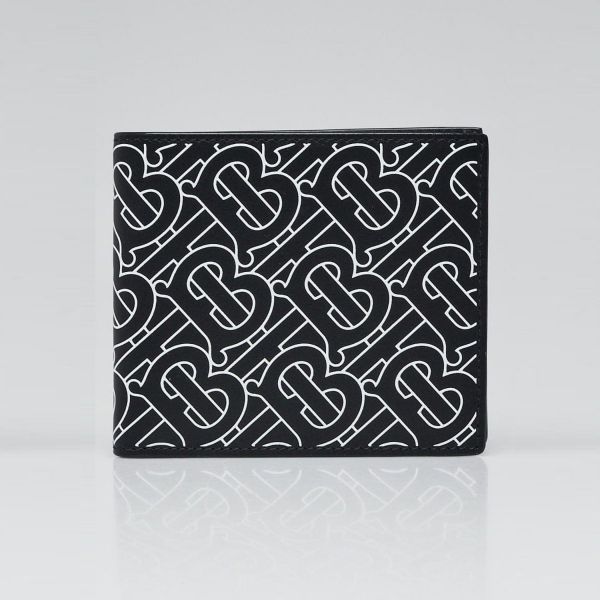 Портмоне Burberry Monogram Print Leather Bifold Wallet In Black