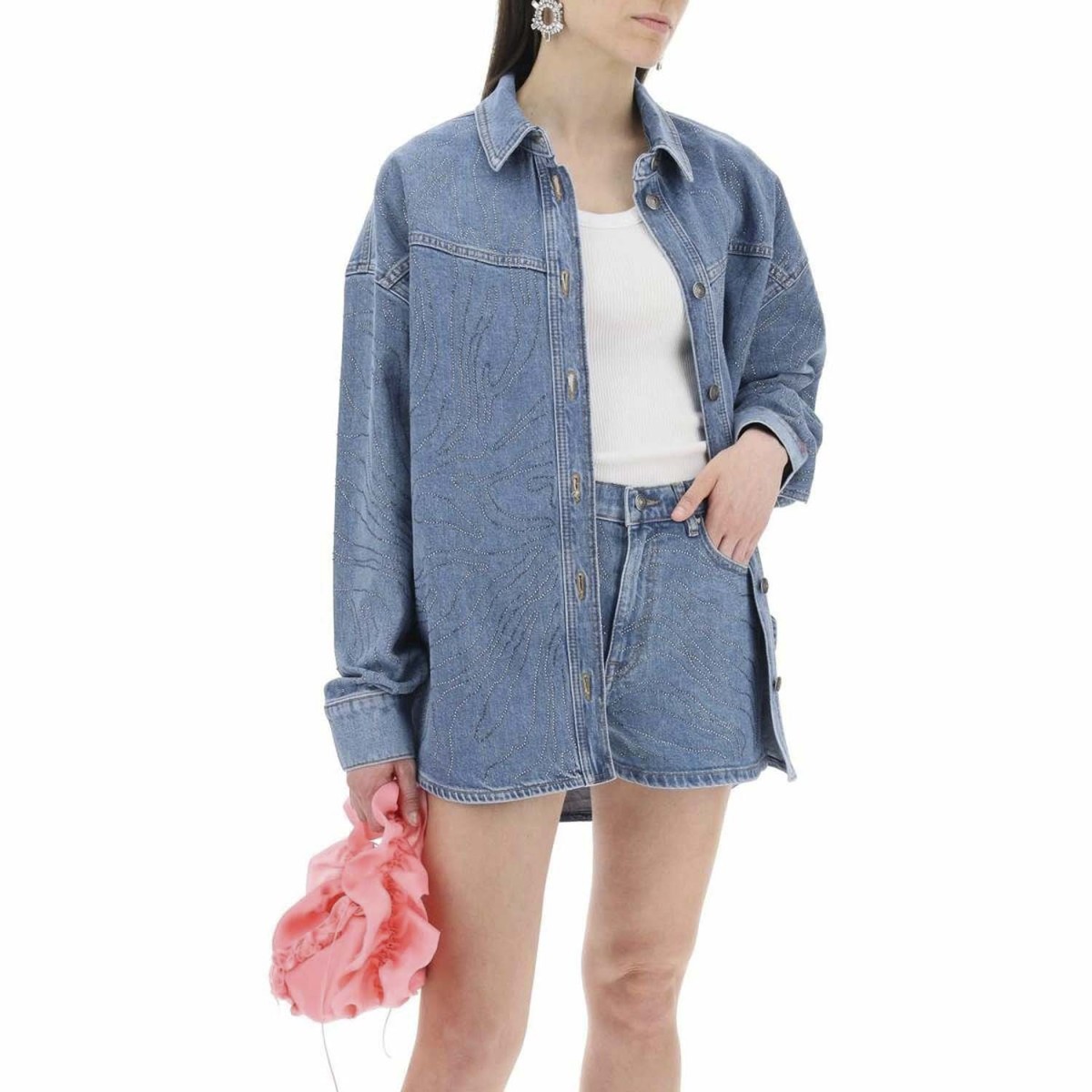 Шорти Rotate Rhinestone Denim Shorts