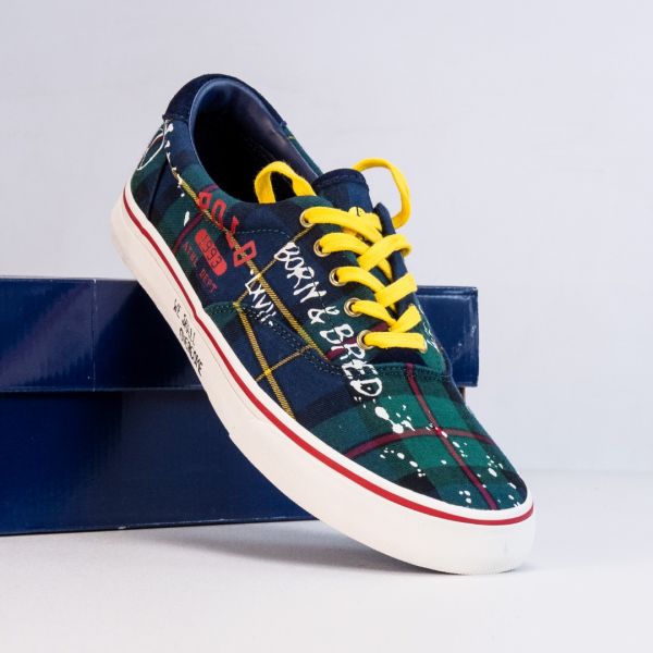 Кеды POLO Ralph Lauren Thorton-Sk-VLC Green Tartan Graffiti.