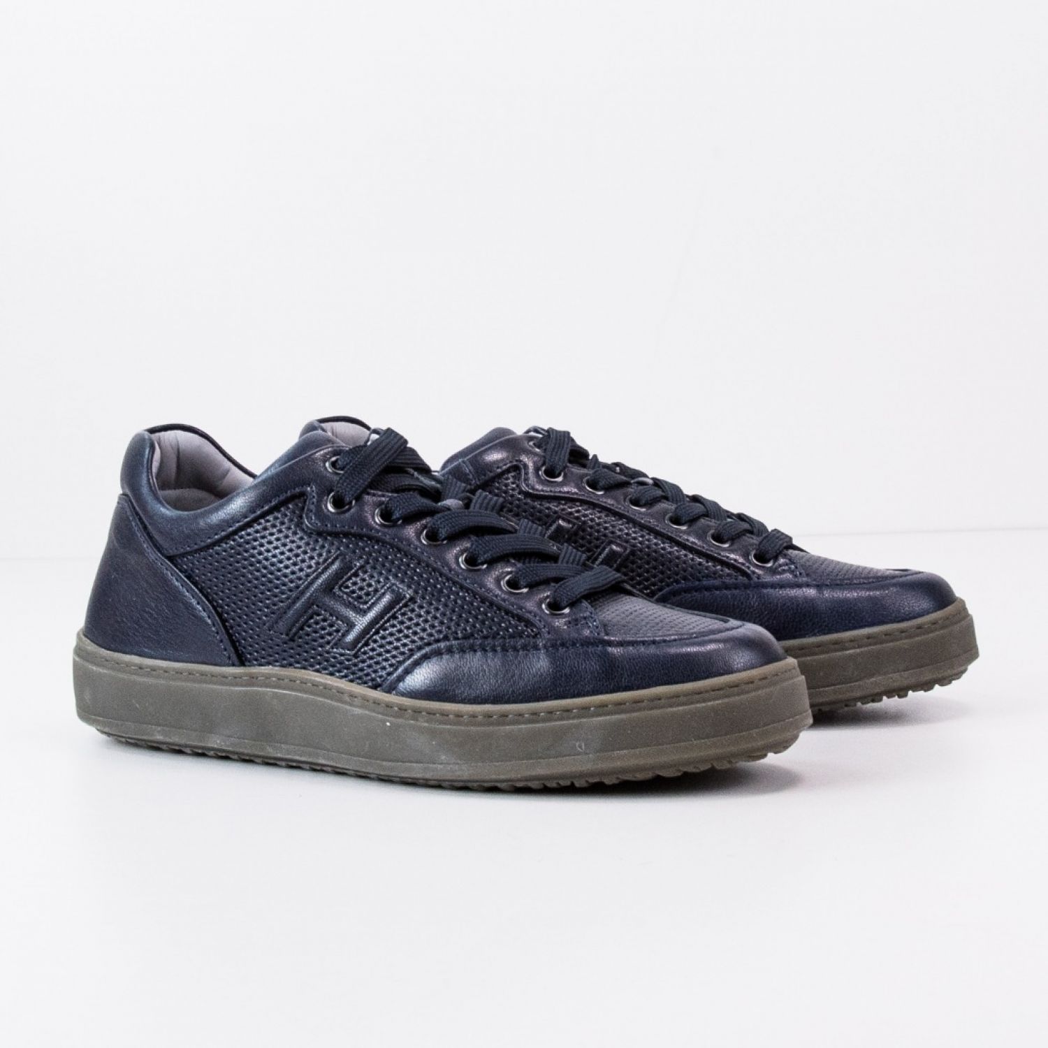 Hogan H302 MOD MID CUT PUNZONATO BU6 BLU Denim SC brand centr