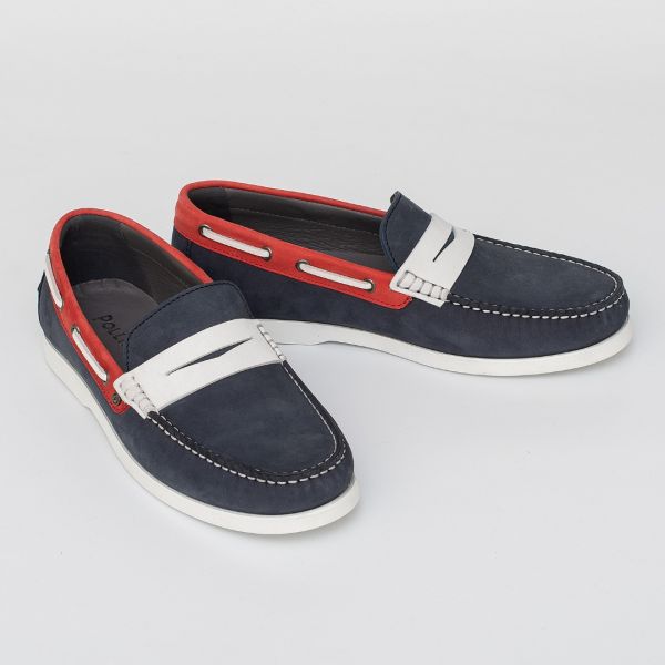 Мокасины Pollini Scarpau.Barca20 Nabuk Oceano+Rosso.