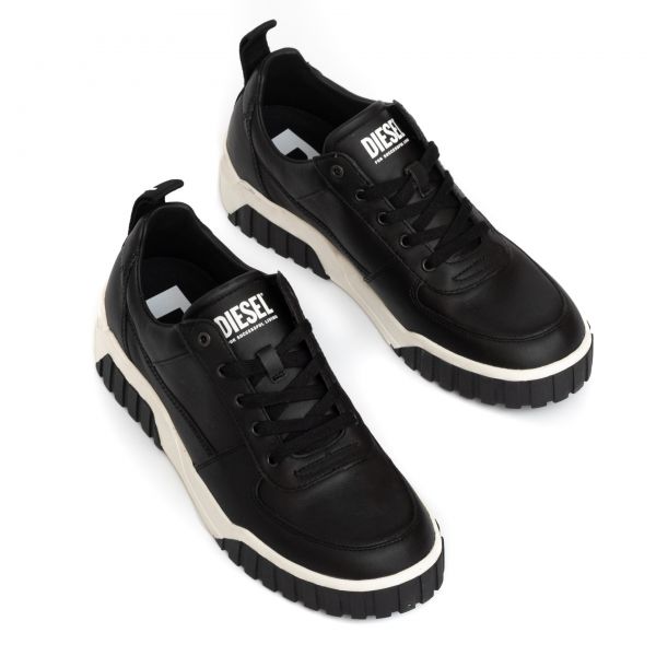 Diesel S Rua Low Black leather brand centr