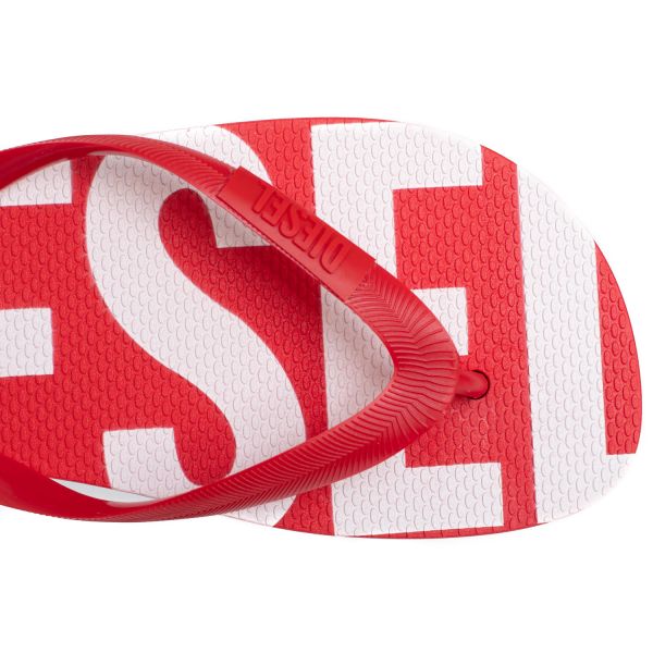 Шлепанцы Diesel SA-Briian Flame Scarlet/White.