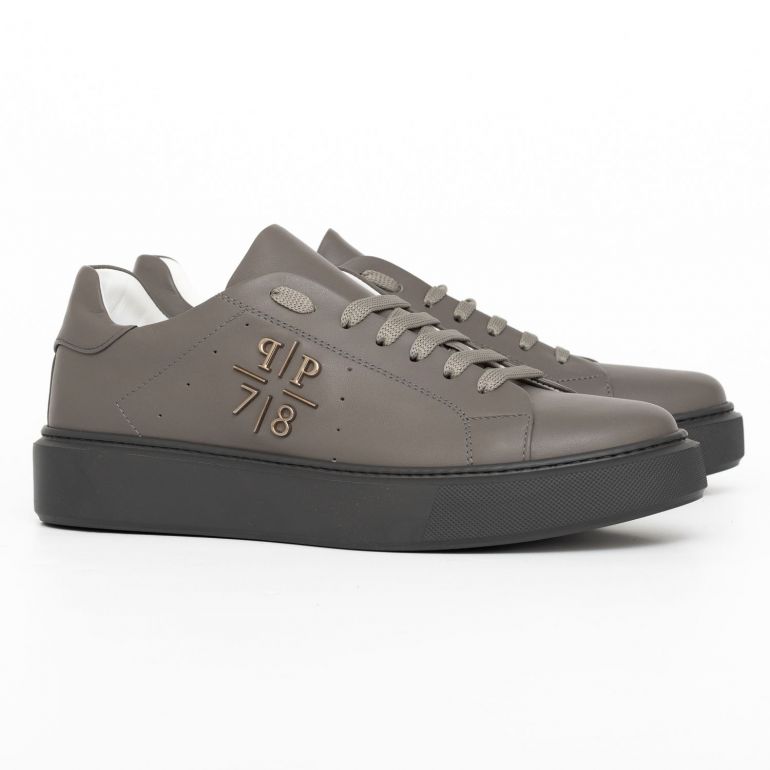 Кеди philipp Plein Lo-Top Sneakers Nappa Leather Grey.