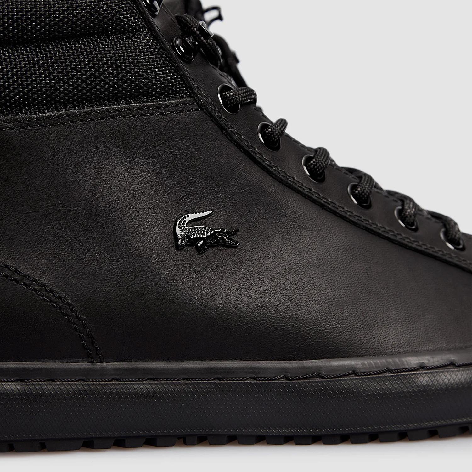 Lacoste Straightset THRM03211 CMA BLK BLK Leather brand centr