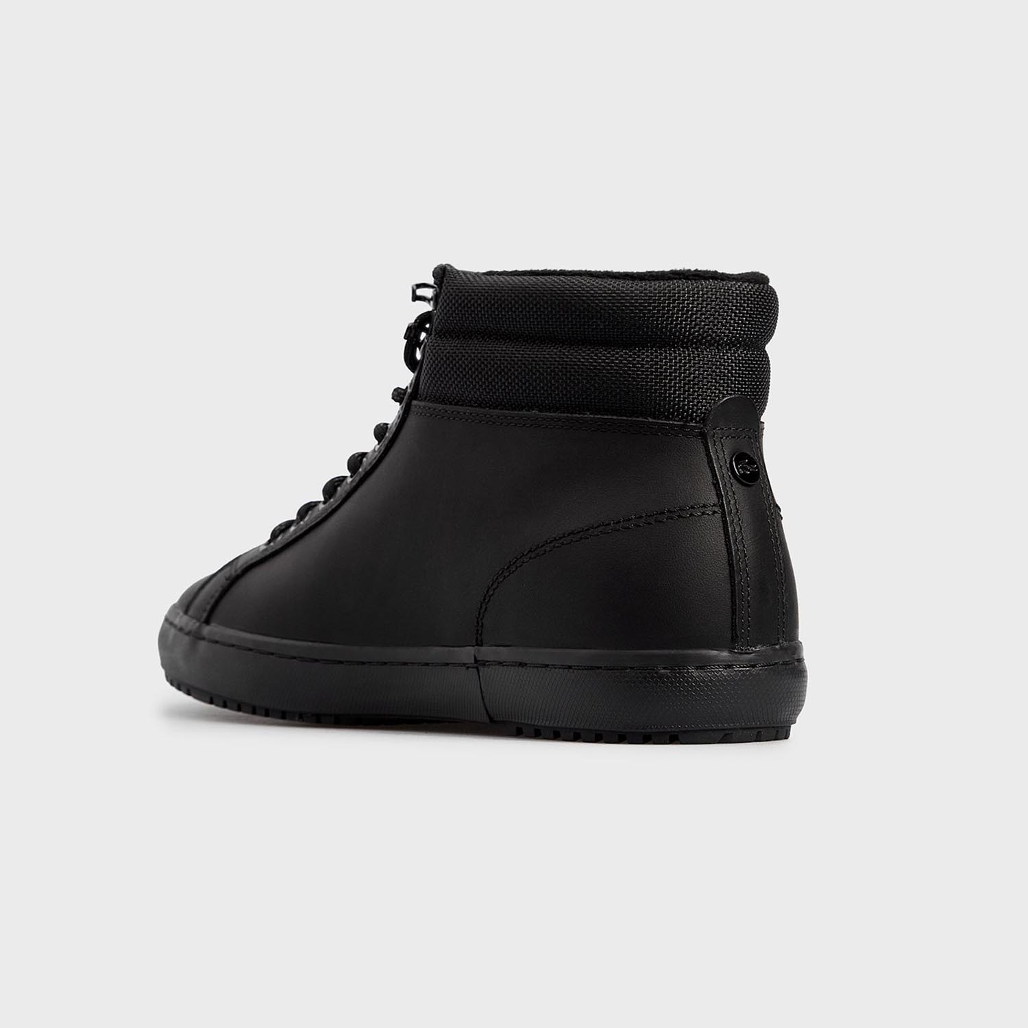 Lacoste Straightset THRM03211 CMA BLK BLK Leather brand centr