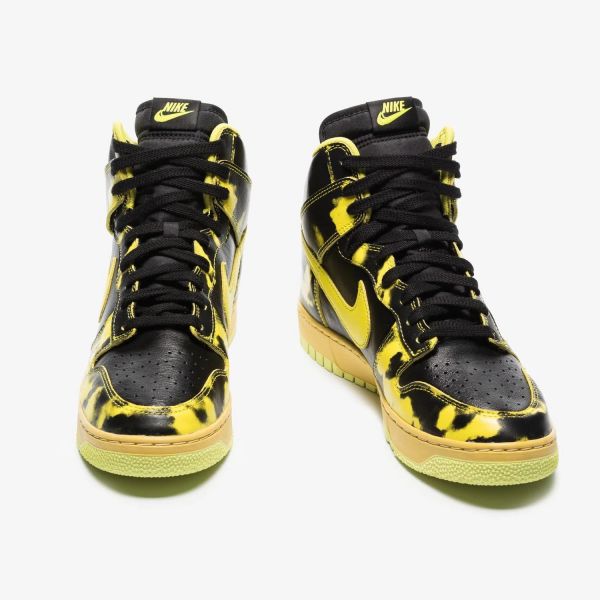 Кроссовки Nike Dunk HI 1985 SP Black/Yellow Stripe.
