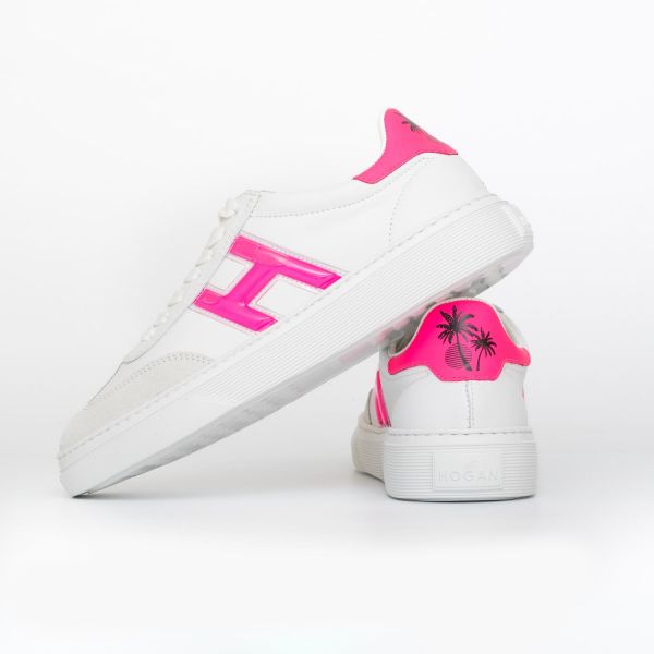 Кеды Hogan H365 Allac.H GEL+STAMPA Palme KX9 Bianco Fuxia FLU