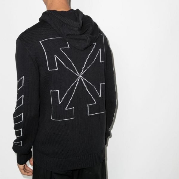 Худи Off White Diag Outlinee Knit Zip Hood.