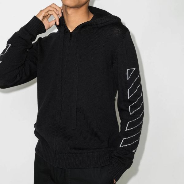 Худи Off White Diag Outlinee Knit Zip Hood.