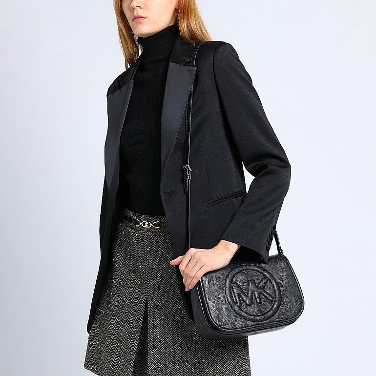 Сумка Michael Kors Brynn embossed faux pebbled-leather shoulder bag Black.