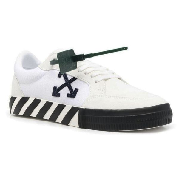 Кеды Off White Low Vulcanized Canvas/Sued White Navy Blue.