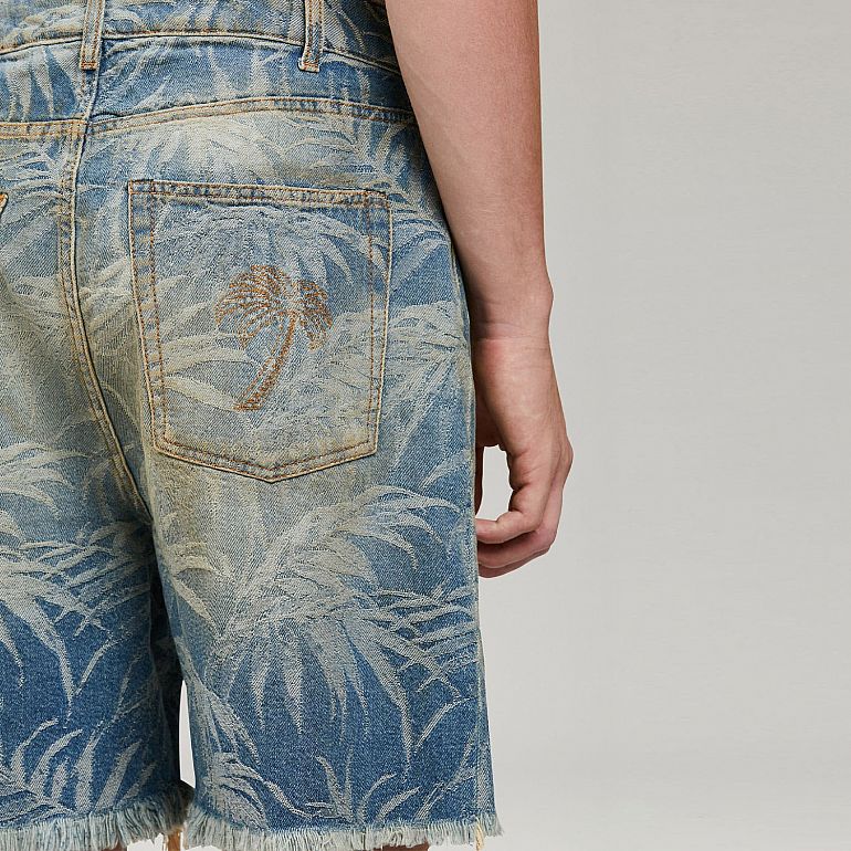 Шорты Palm Angels Jungle Denim Shorts Light Blue Off.