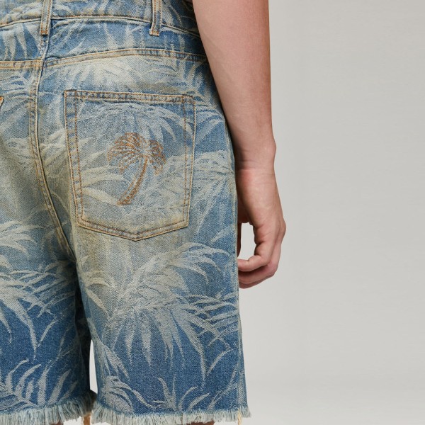 Шорти Palm Angels Jungle Denim Shorts Light Blue Off