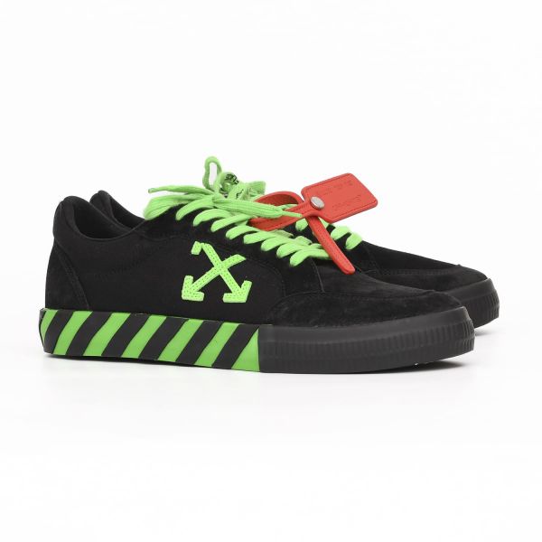 Кеды Off White Low Vulcanized Suede/Canva Black Green Flu.