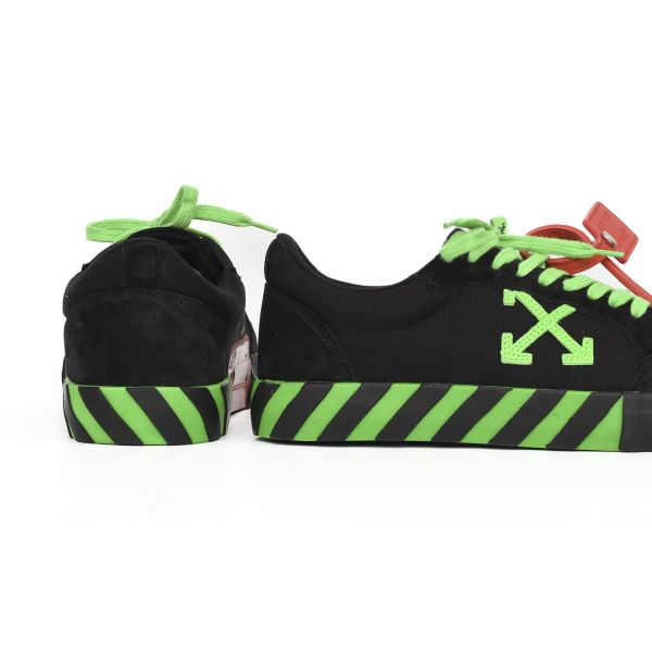 Кеды Off White Low Vulcanized Suede/Canva Black Green Flu.