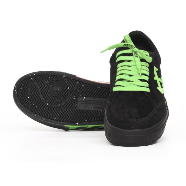 Кеды Off White Low Vulcanized Suede/Canva Black Green Flu.