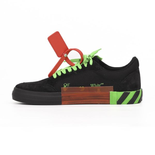 Кеды Off White Low Vulcanized Suede/Canva Black Green Flu.