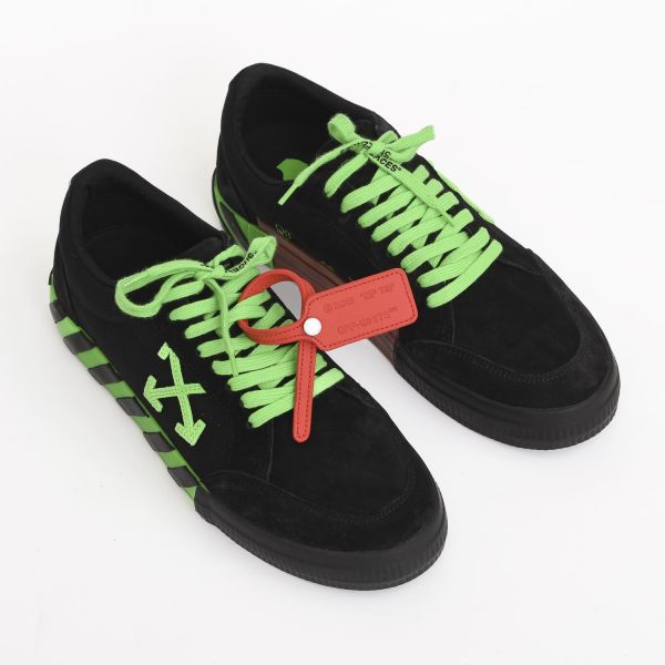 Кеды Off White Low Vulcanized Suede/Canva Black Green Flu.