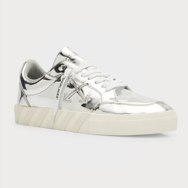 Кеды Off White Low Vulcanized Full Mirror Silver Silver.