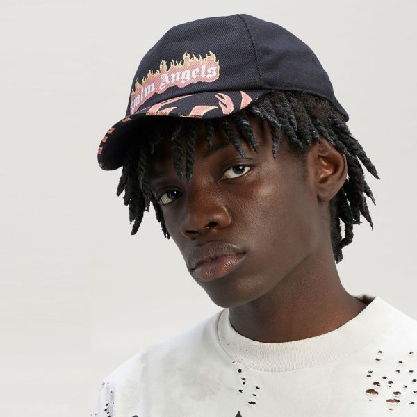 Кепка Palm Angels Buring Logo Baseball Cap Black Red.