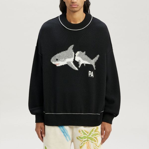 Свитер Palm Angels PA Shark Sweater Black Light GRF.