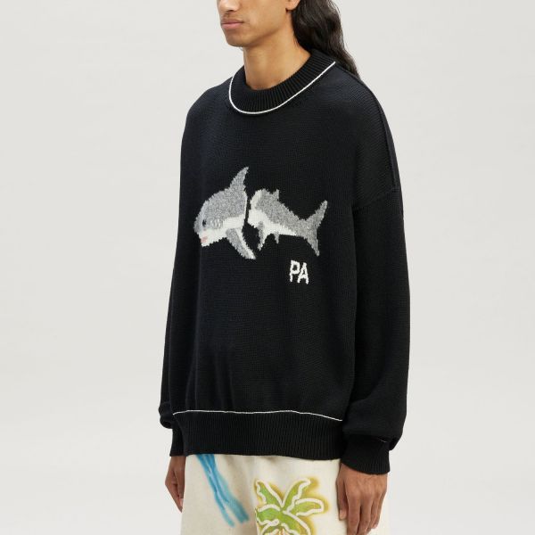 Свитер Palm Angels PA Shark Sweater Black Light GRF.