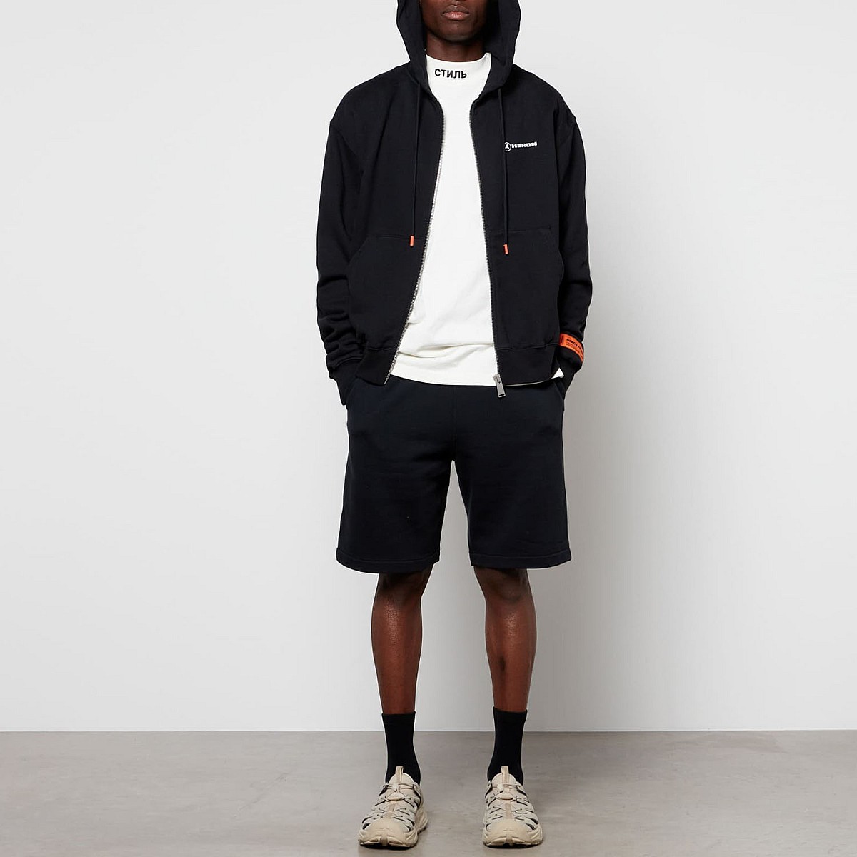 Худі Heron Preston Hoodie Zip Up Heron Tape Black White