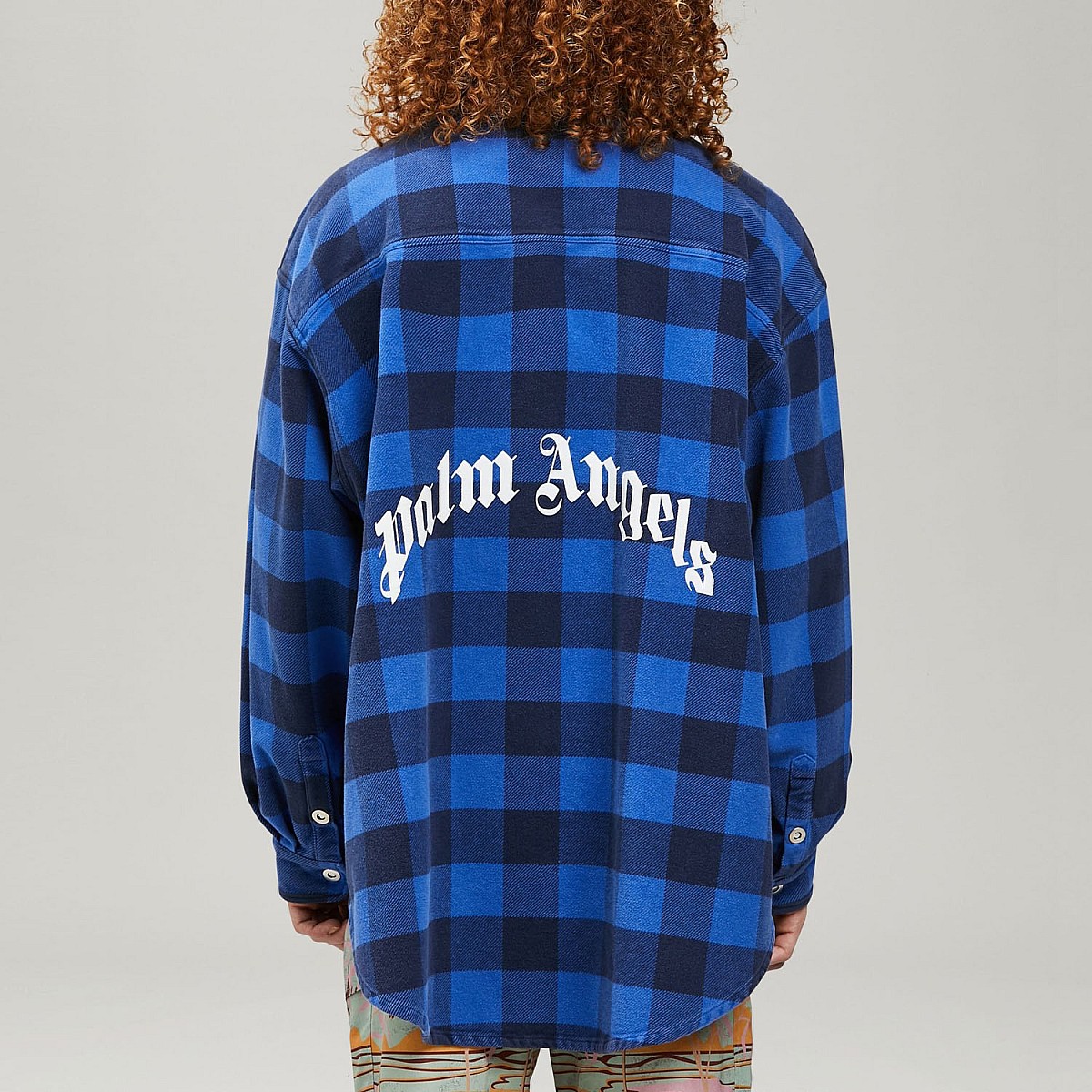Овершорт Palm Angels Curved Logo Overshirt Blu White