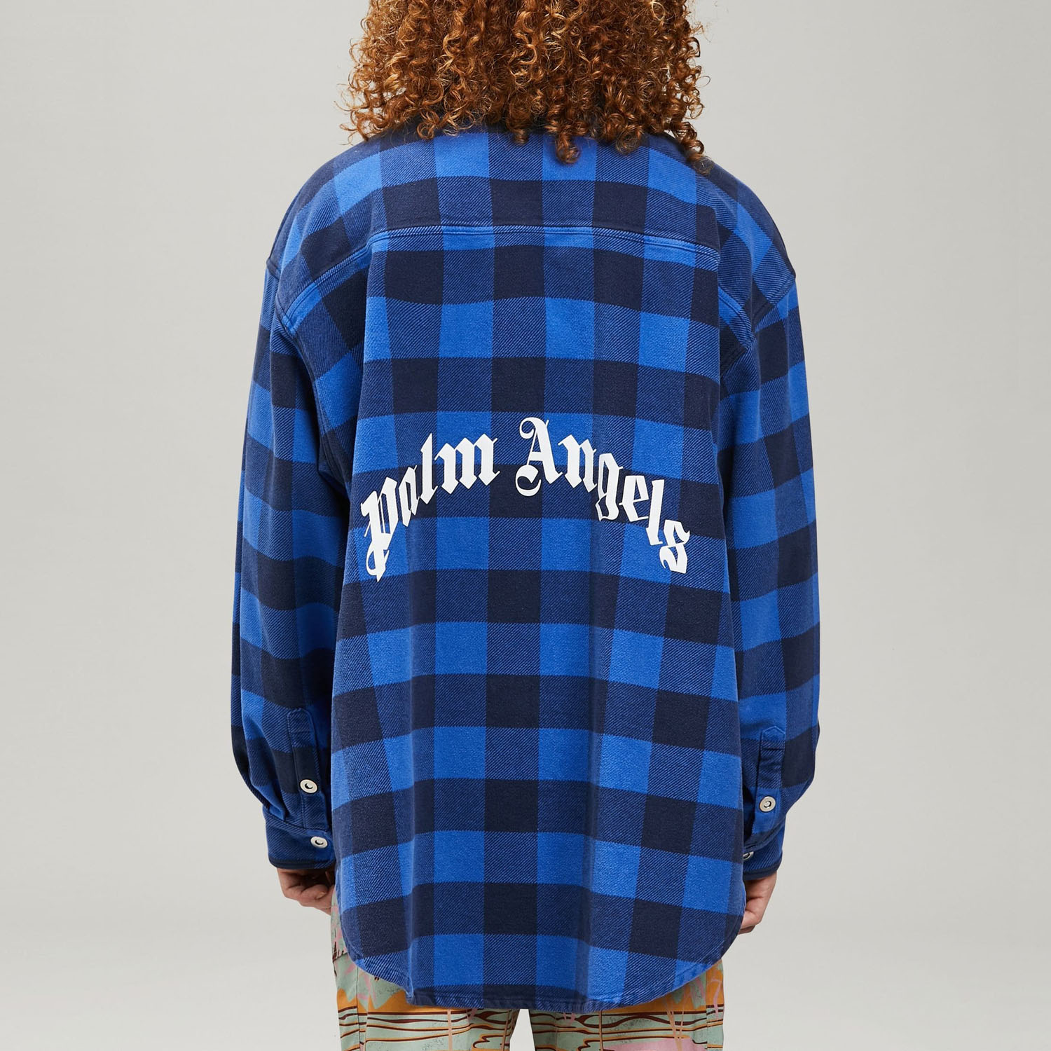 Овершорт Palm Angels Curved Logo Overshirt Blu White