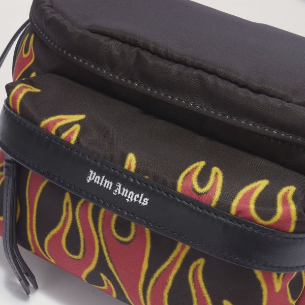 Поясная сумка Palm Angels Fannypack Printed Flames Red White.