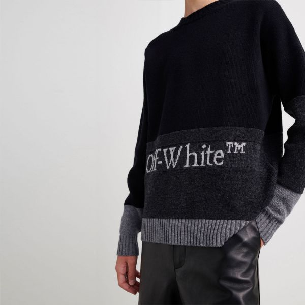 Свитер Off White Color Block Off Crewneck Black White.