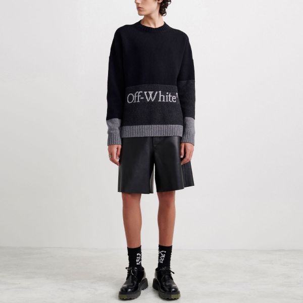 Свитер Off White Color Block Off Crewneck Black White.