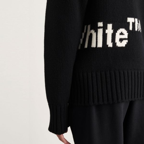 Светр Off White Logo Intarsia Crewneck Black White