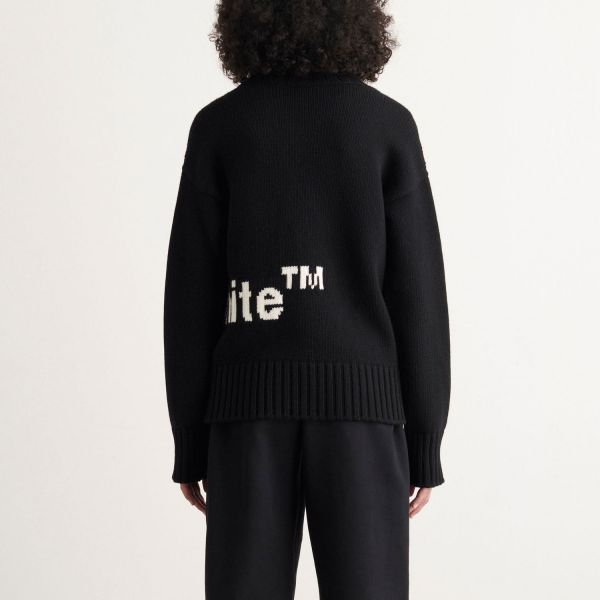 Свитер Off White Logo Intarsia Crewneck Black White.