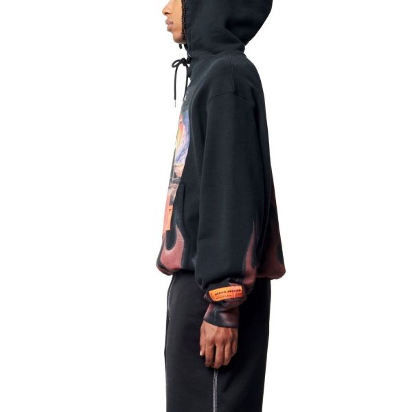Худи Heron Preston Heron Times Flames Hoodie Black Red.