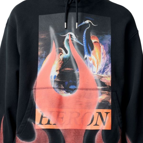 Худи Heron Preston Heron Times Flames Hoodie Black Red