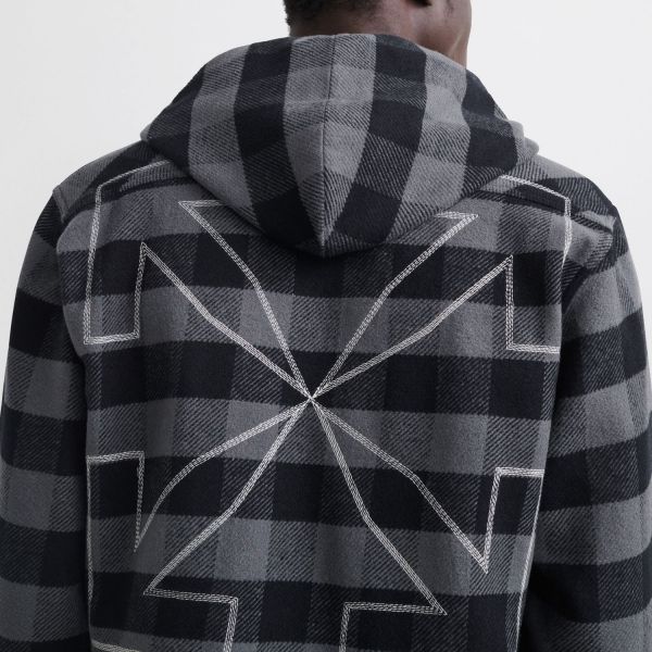 Овершорт Off White Arrow Hoodie Flannel Shirt Light Grey Whit.