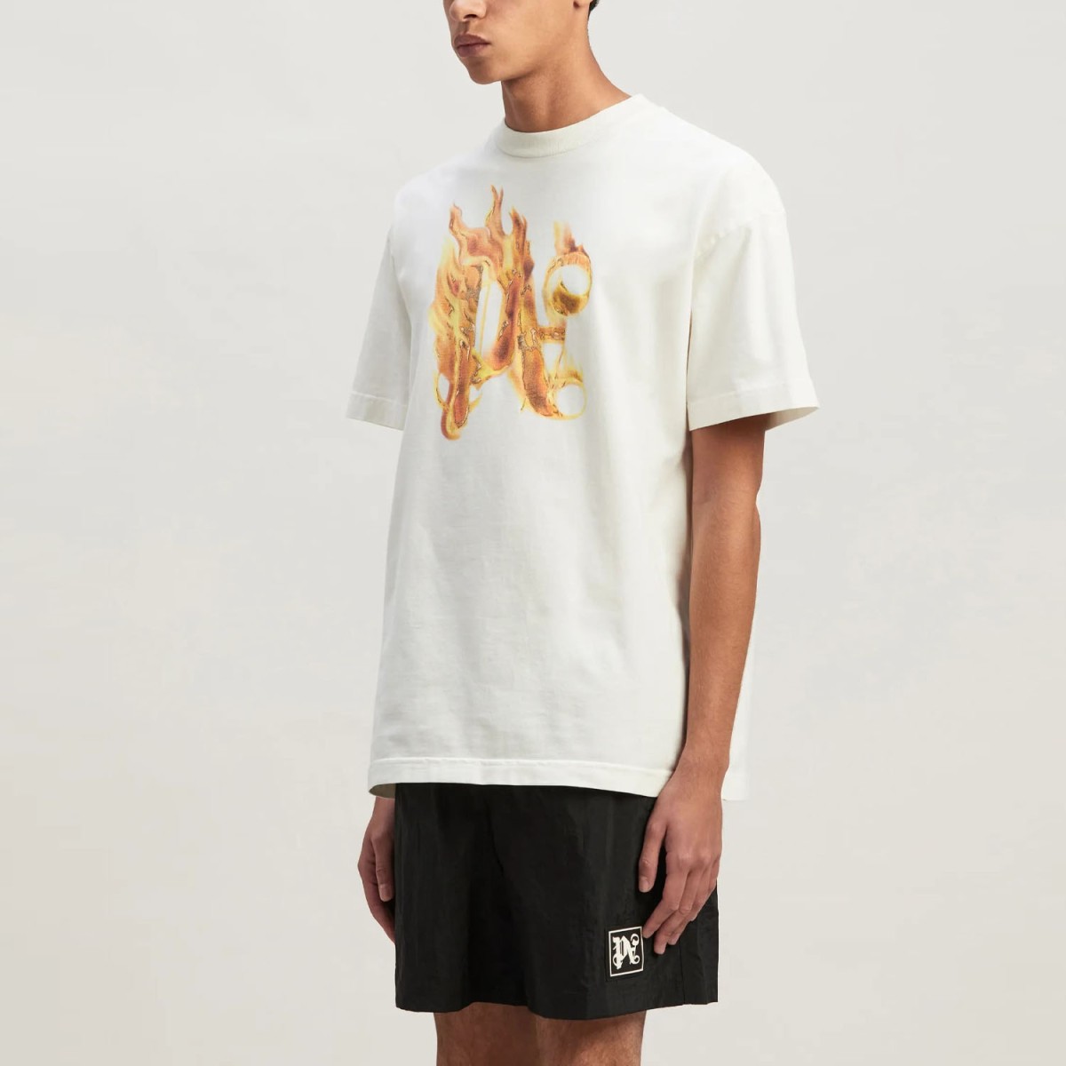 Футболка Palm Angels Burning Monogram Tee Off White Gold