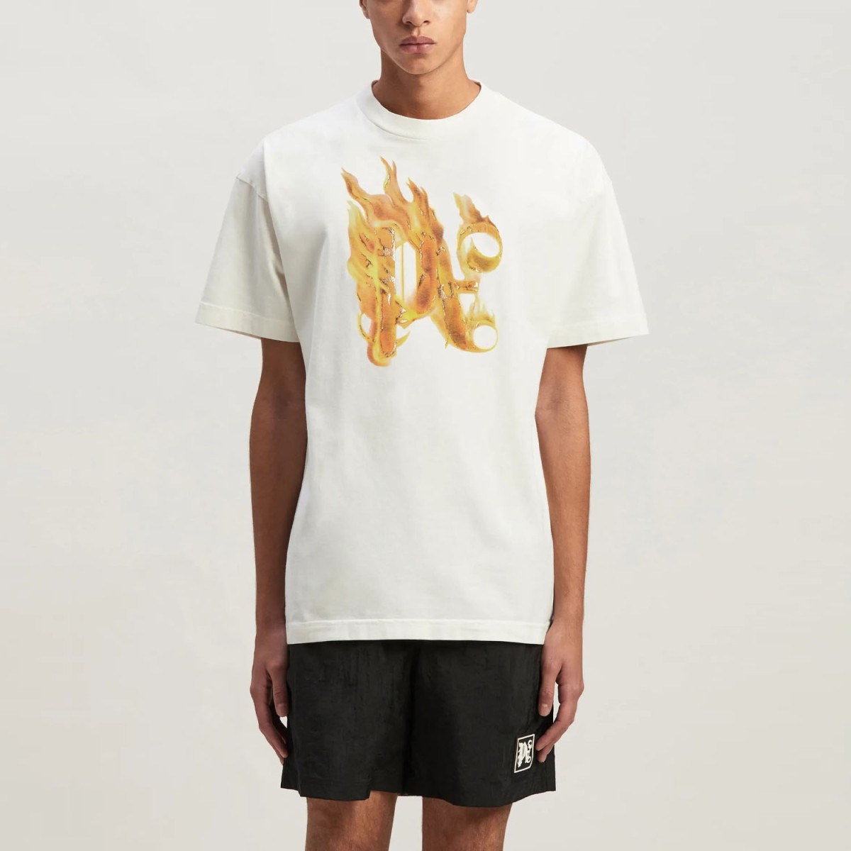 Футболка Palm Angels Burning Monogram Tee Off White Gold